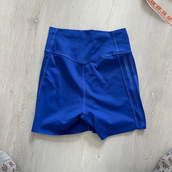 ADIDAS WOMENS BLUE BIKER SHORTS HIGH RISE WOMENS SMALL - Picture 7 of 8